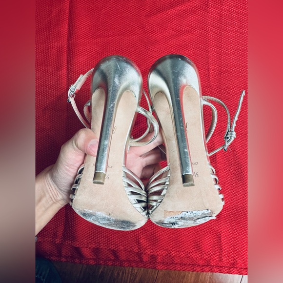 Giambattista Valli T-strap caged peep toe pale golden hint Sandal Eu 37.5 US 7.5 - Picture 10 of 17